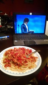 Prepping for Richmond 26.2 .. Homemade spaghetti sauce with ground chicken and Joseph Prince